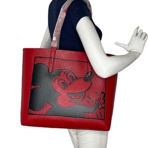 Coach Keith Haring Disney Mickey Mouse Highline Large Tote Electric Red